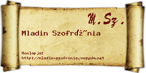 Mladin Szofrónia névjegykártya